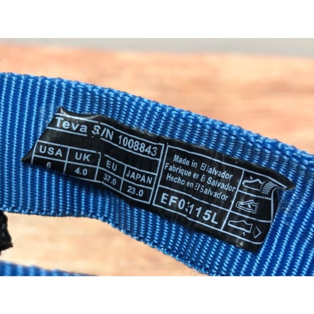 Teva Original Platform Sandals Ankle Strap Blue Black Womens 6 (7m54) - Picture 10 of 10